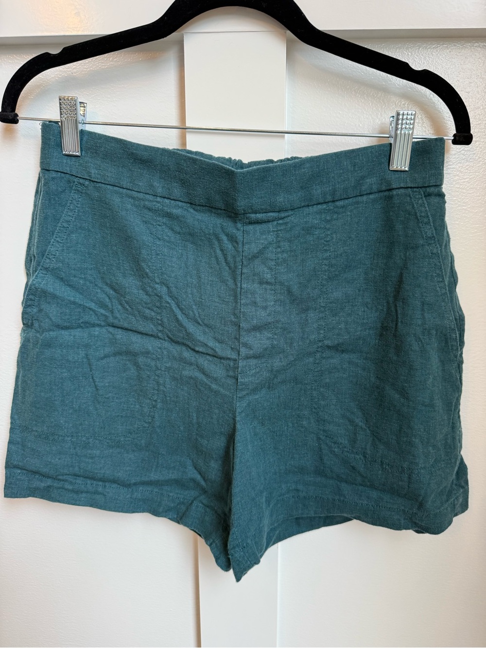Banana Republic Teal High-Waist Linen-Blend Shorts S 4”